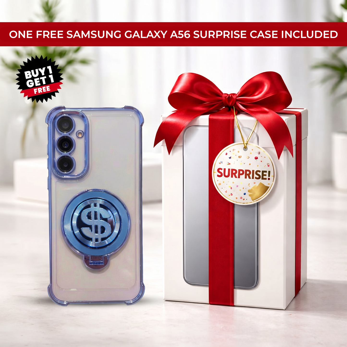 Samsung Galaxy A56 5G Four Corner Airbags 100% Original Astro Money Magnet Rotating Dollar Case (Buy 1 Get 1 Surprise Cover)