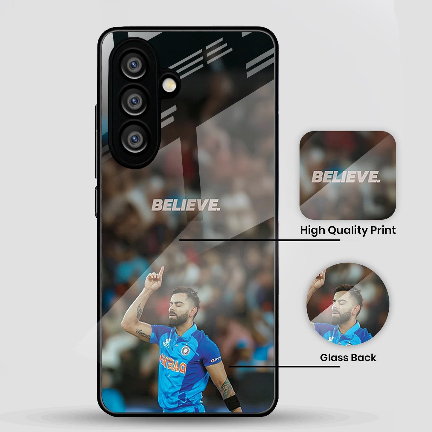 Samsung Galaxy A56 Premium Acrylic Shockproof Glass Back Case (Virat Kohli)