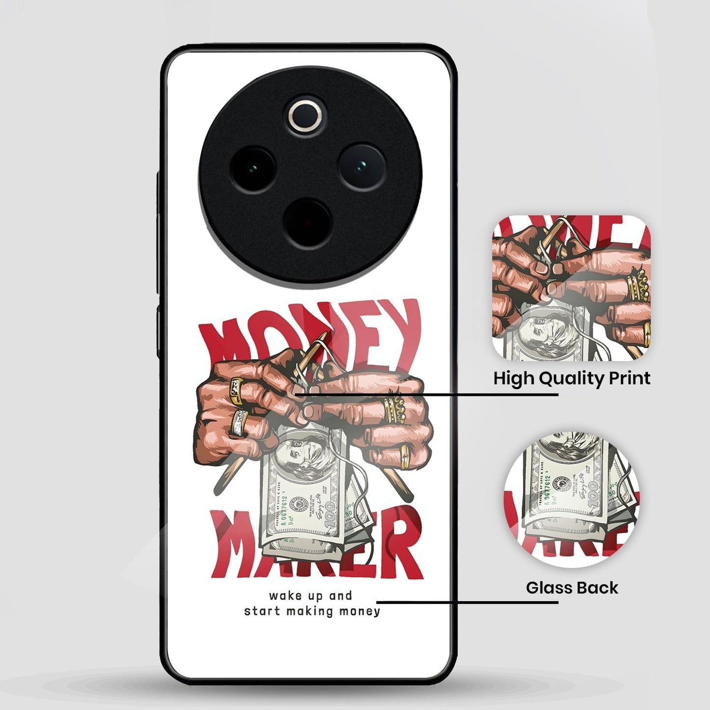 Vivo T4 5G Premium Acrylic Shockproof Glass Back Case (Money Maker)