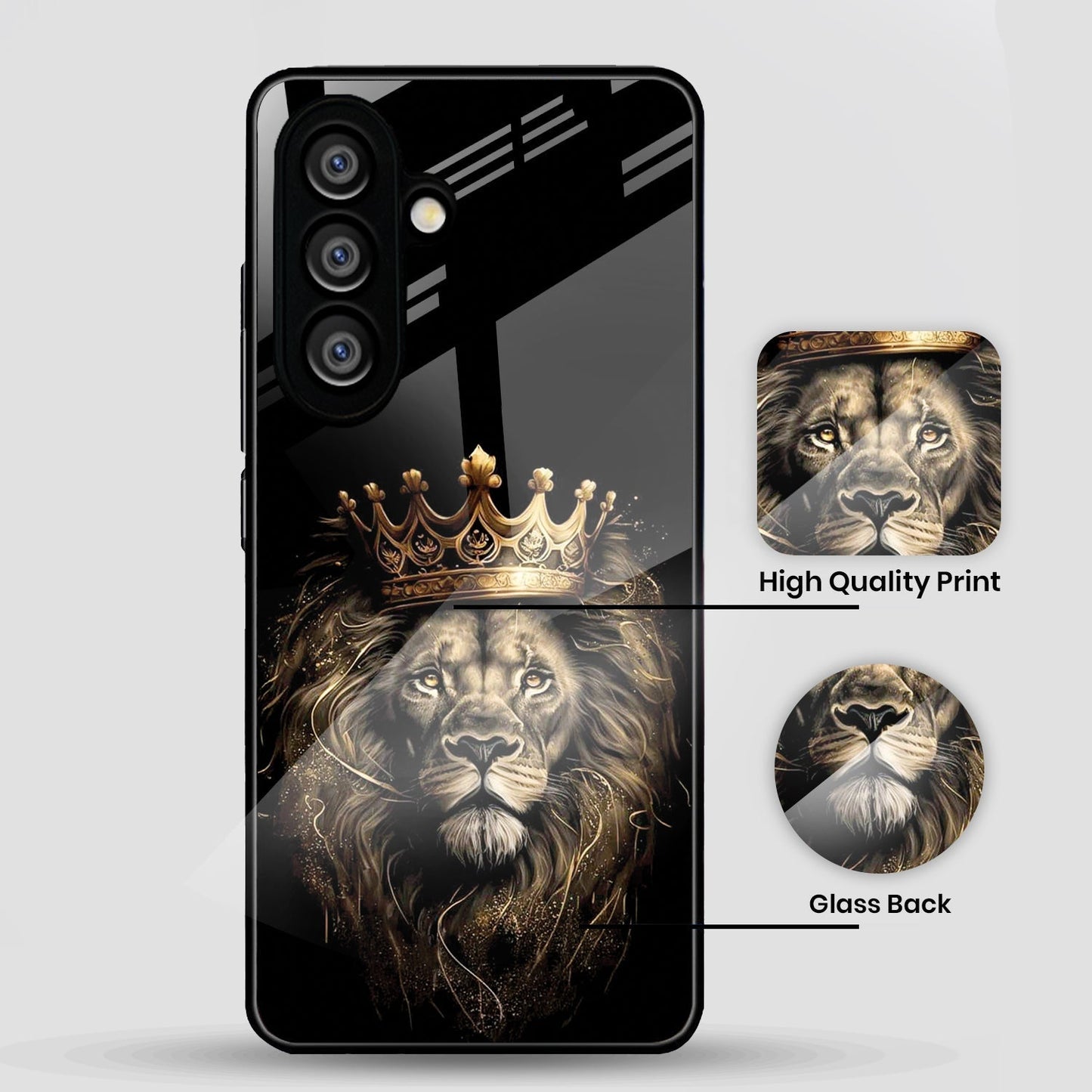Samsung Galaxy A56 Premium Acrylic Shockproof Glass Back Case (Crowned Lion)