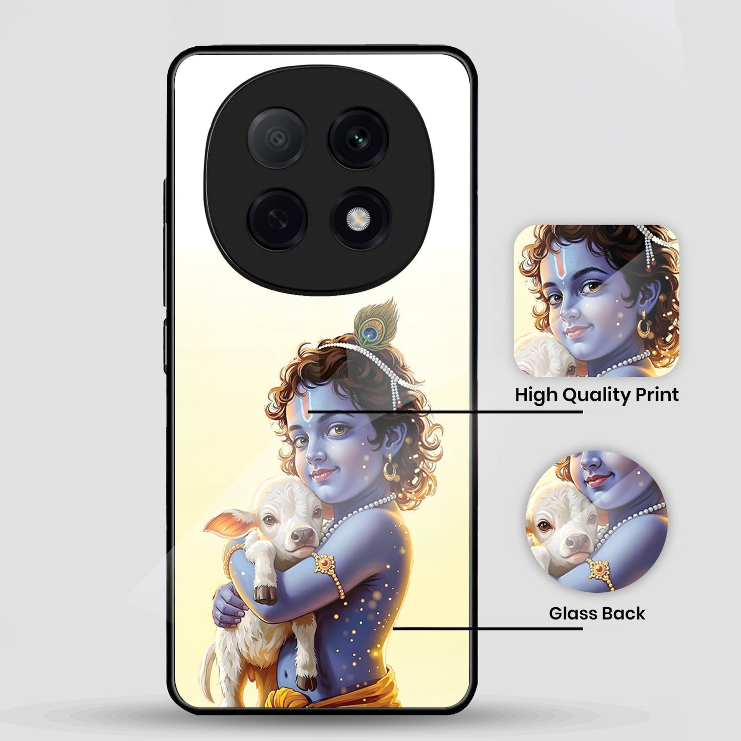 OPPO F29 Pro 5G Premium Acrylic Shockproof Glass Back Case (Cute Krishna)