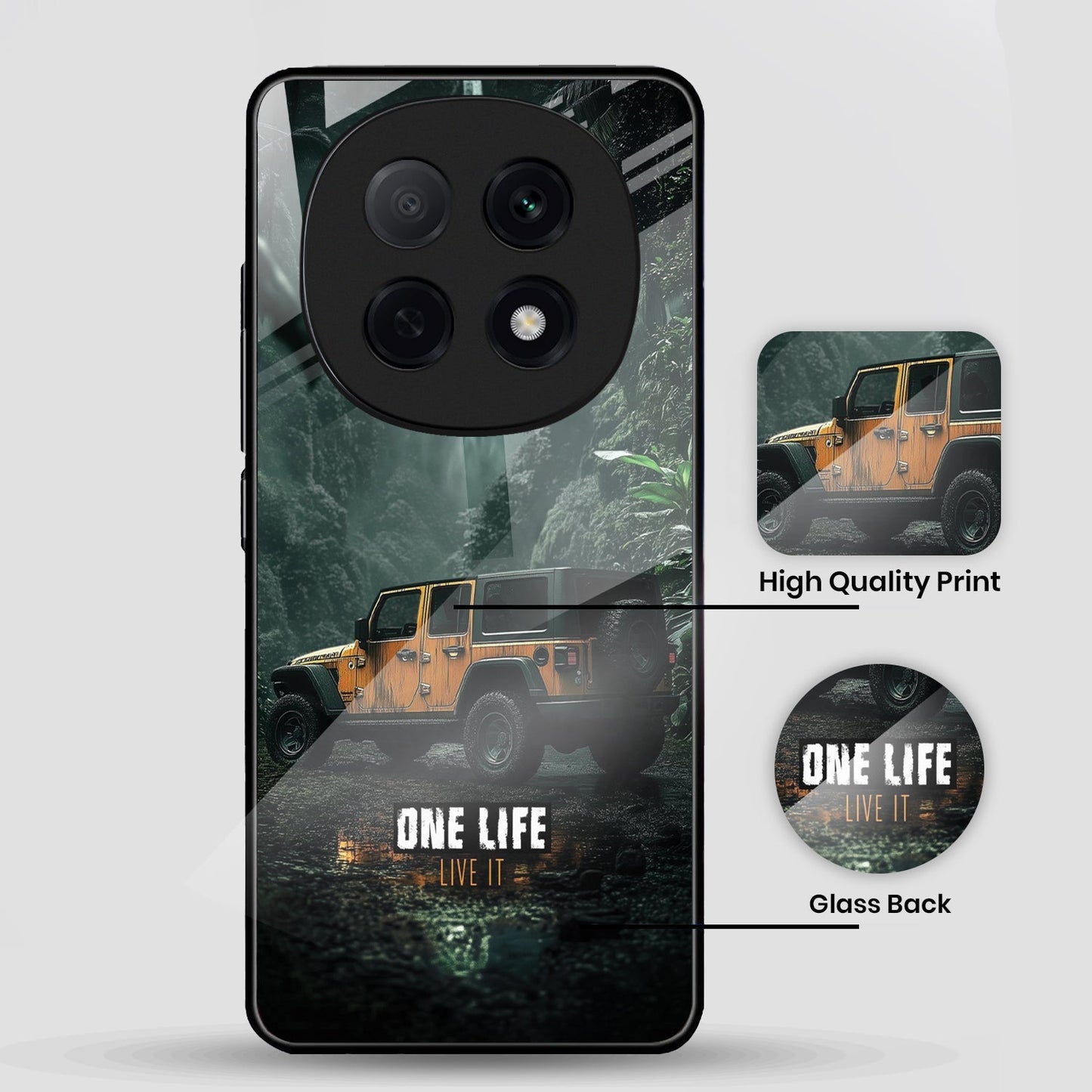 OPPO F29 Pro 5G Premium Acrylic Shockproof Glass Back Case (Jeep Case)