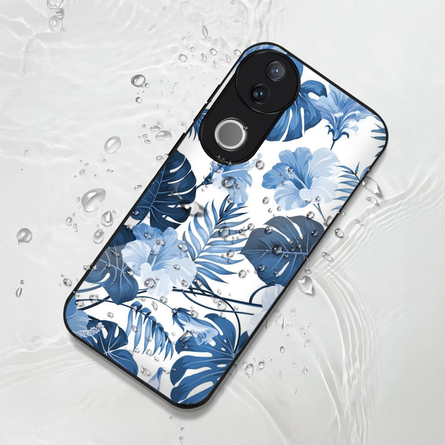 Vivo V50 5G Premium Acrylic Shockproof Glass Back Case (Pacific Petals)