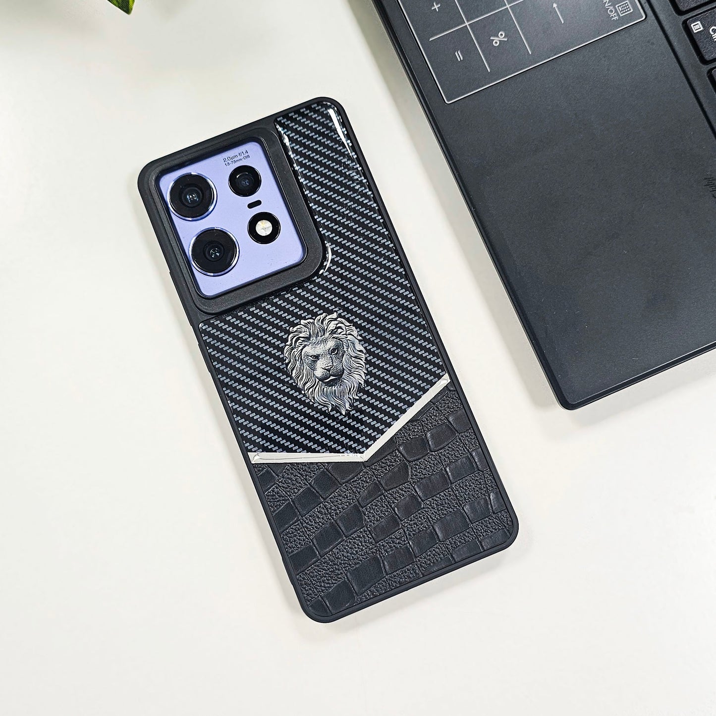 Motorola Edge 50 Pro 5G Luxury Lion Pattern Leather And Liquid Silicone Case