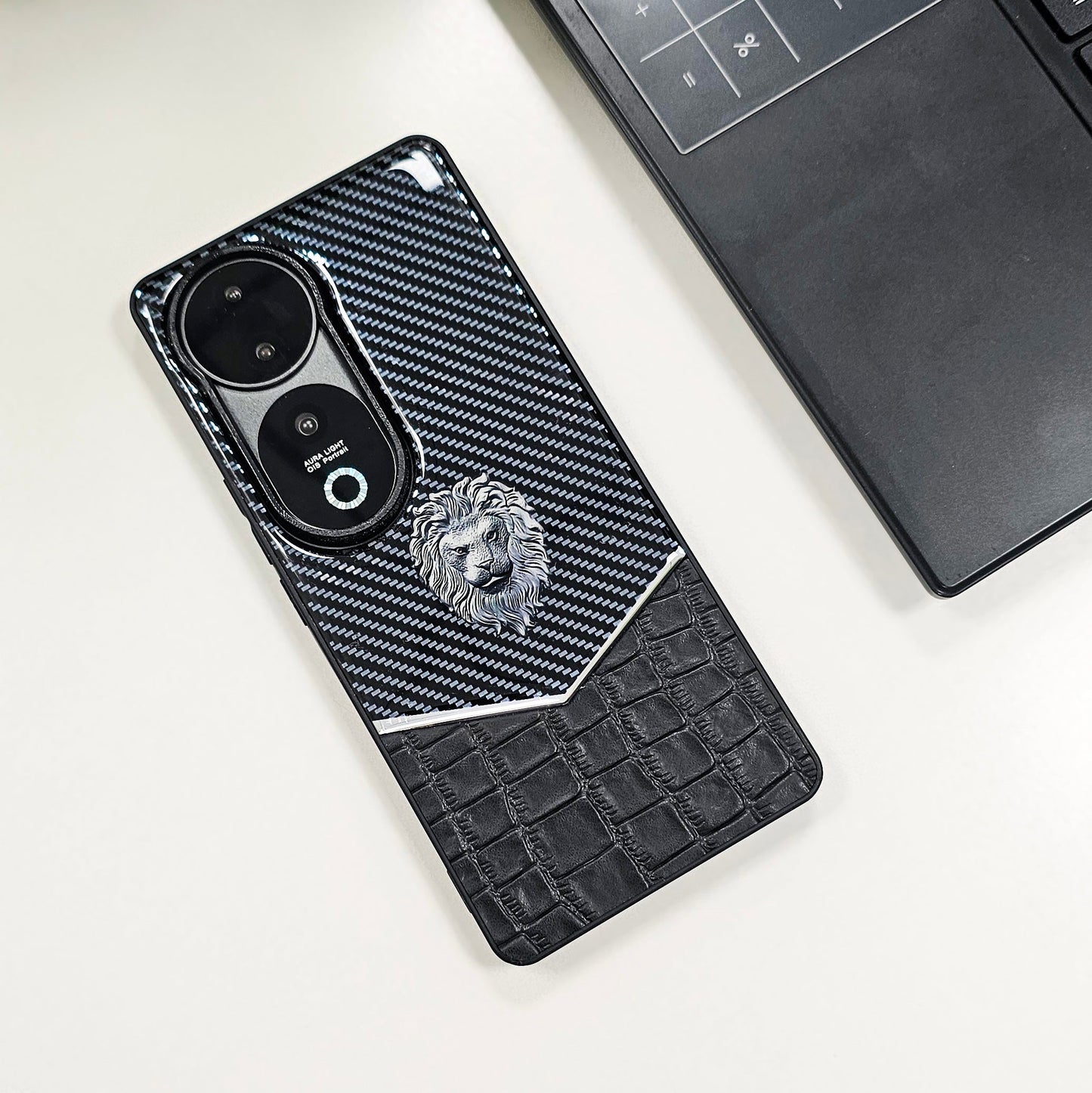 Vivo V40 5G Luxury Lion Pattern Leather And Liquid Silicone Case