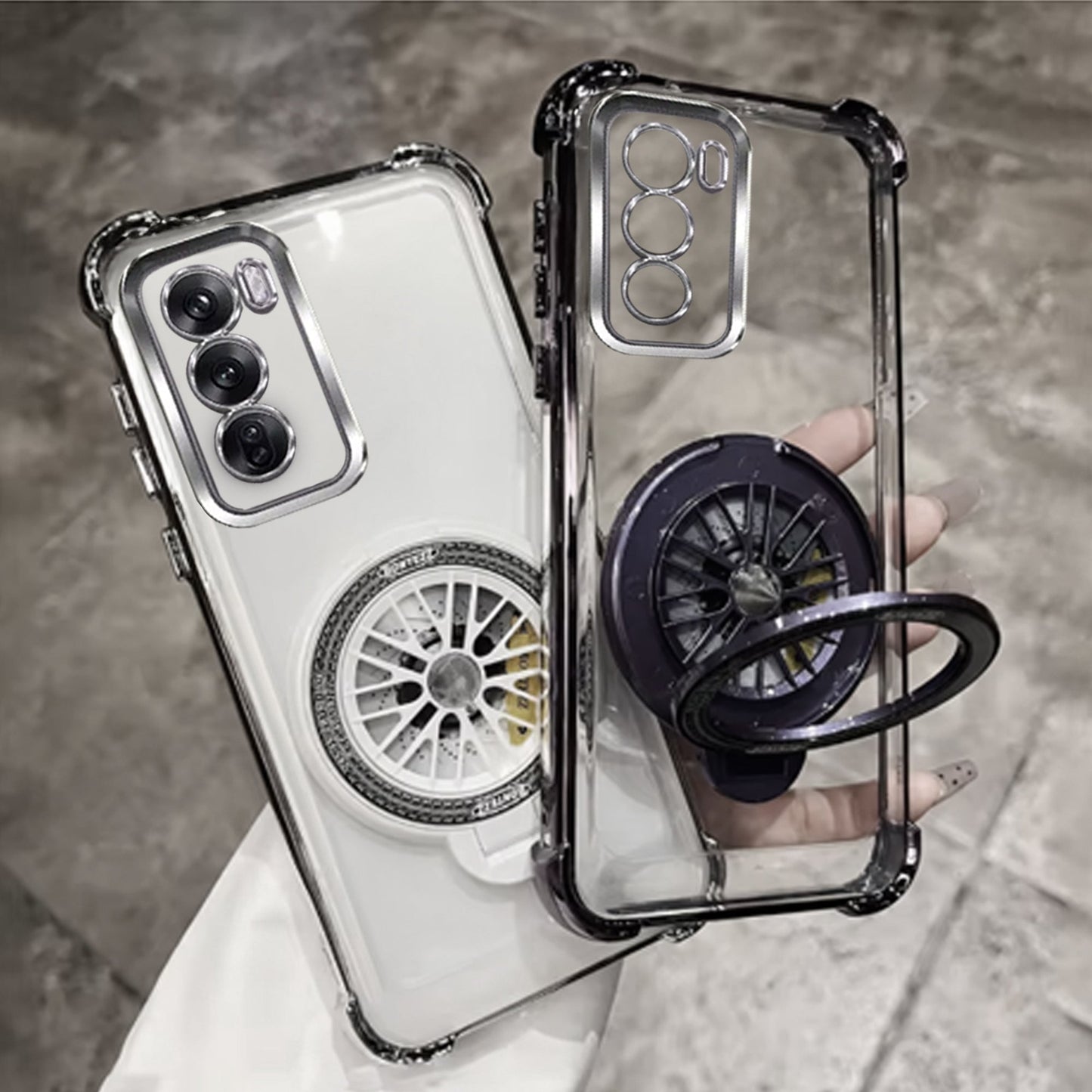 Oppo Reno 12 Pro 5G Premium Stress Buster Wheel Rotating Shockproof Airbags Case