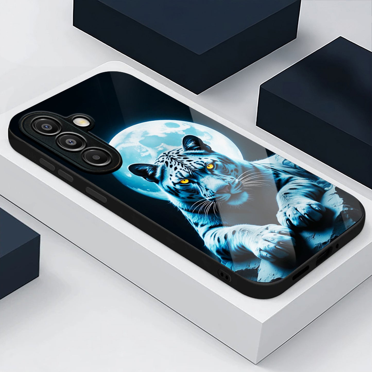 Samsung Galaxy A56 Premium Acrylic Shockproof Glass Back Case (Moon Predator)