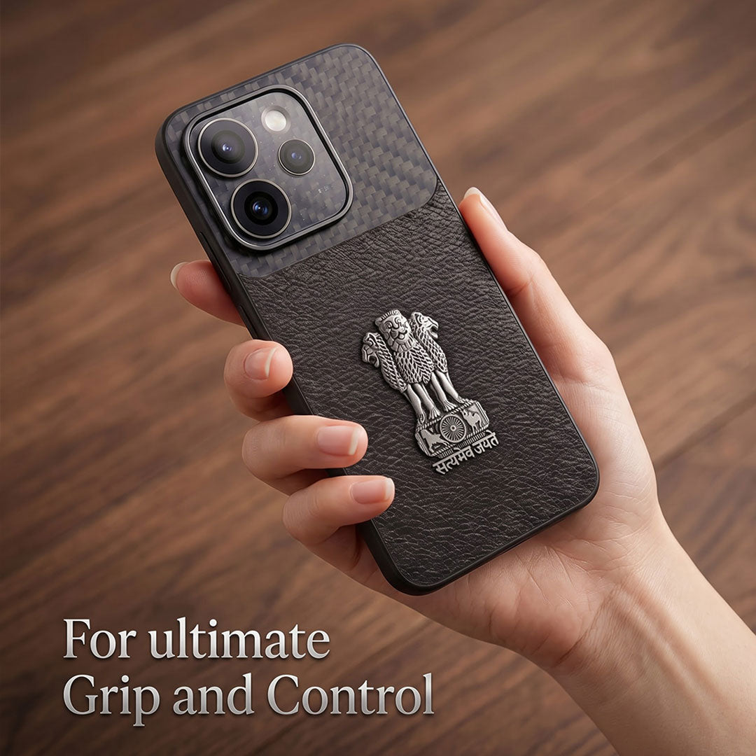 Oppo Reno 15 Pro Mini 5G Satyamev Jayate Carbon Fiber Leather Hybrid Phone Case