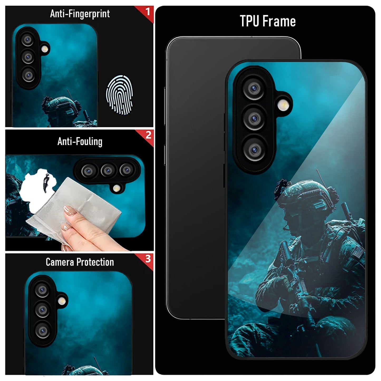 Samsung Galaxy A36 5G Premium Acrylic Shockproof Glass Back Case (Soldier Case)