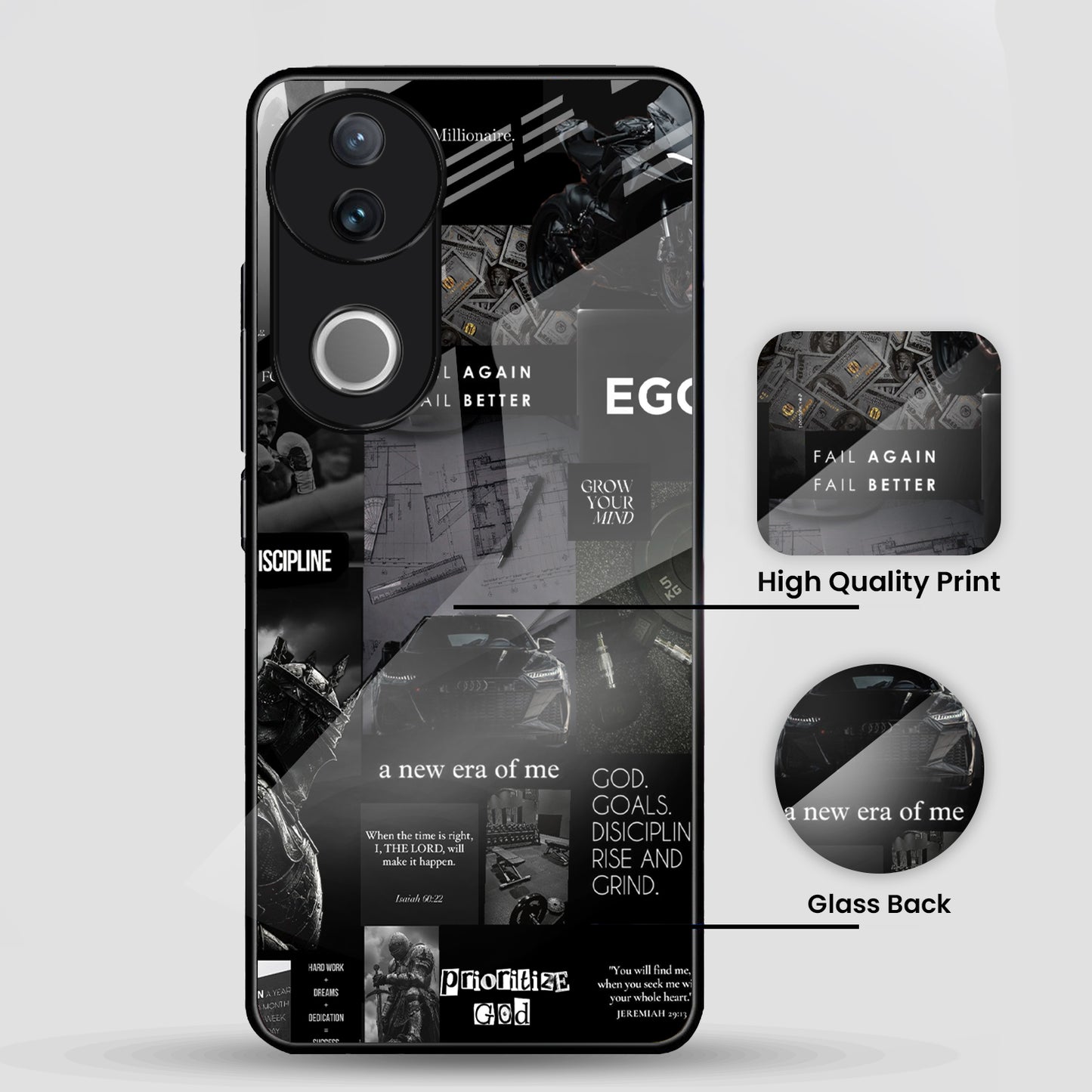 Vivo V50 5G Premium Acrylic Shockproof Glass Back Case (New Era)