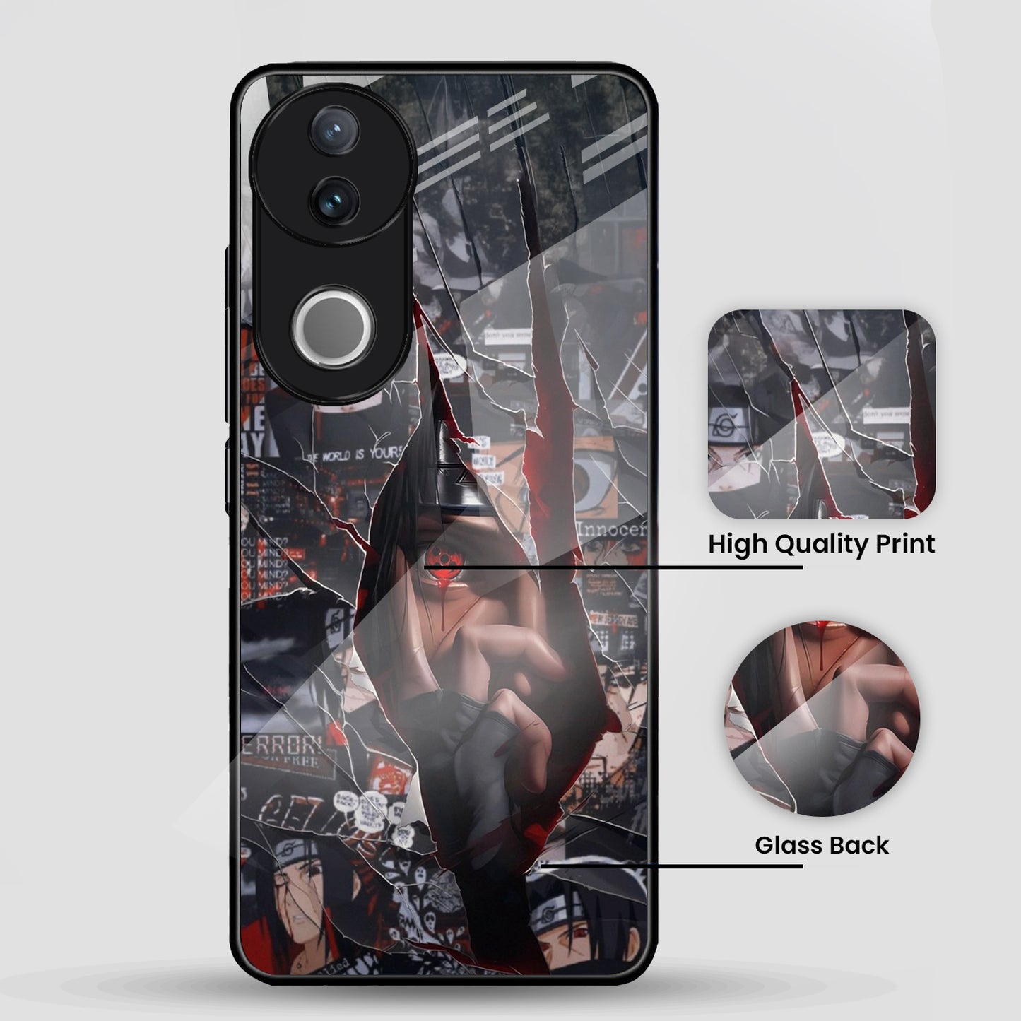Vivo V50 5G Premium Acrylic Shockproof Glass Back Case (Sharingan)