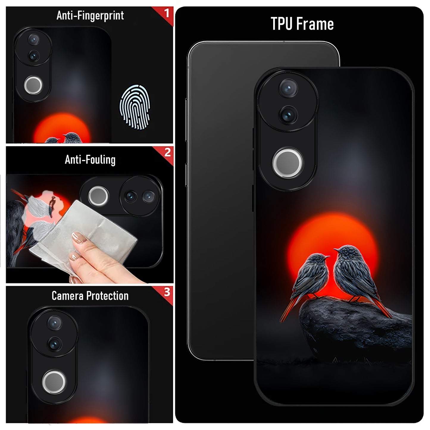 Vivo V50 5G Premium Acrylic Shockproof Glass Back Case (Sunset Love)