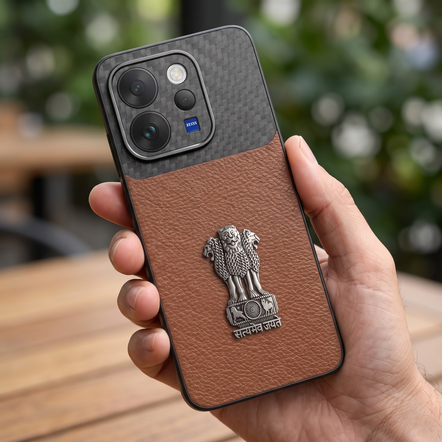 Vivo V70 5G Satyamev Jayate Carbon Fiber Leather Hybrid Phone Case