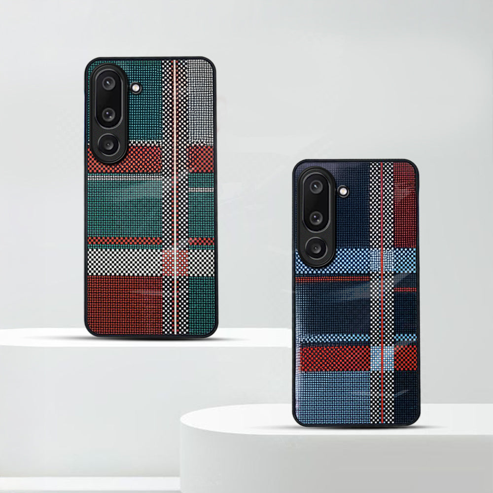 Samsung Galaxy M56 Luxury Grid Pattern Glass Back Shockproof Case