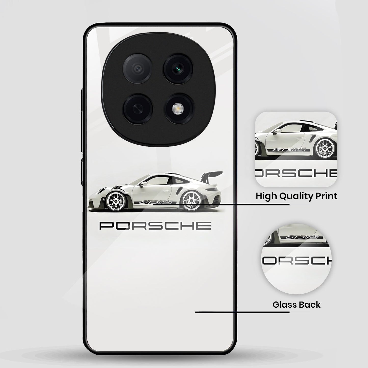 OPPO F29 Pro 5G Premium Acrylic Shockproof Glass Back Case (White Porsche)