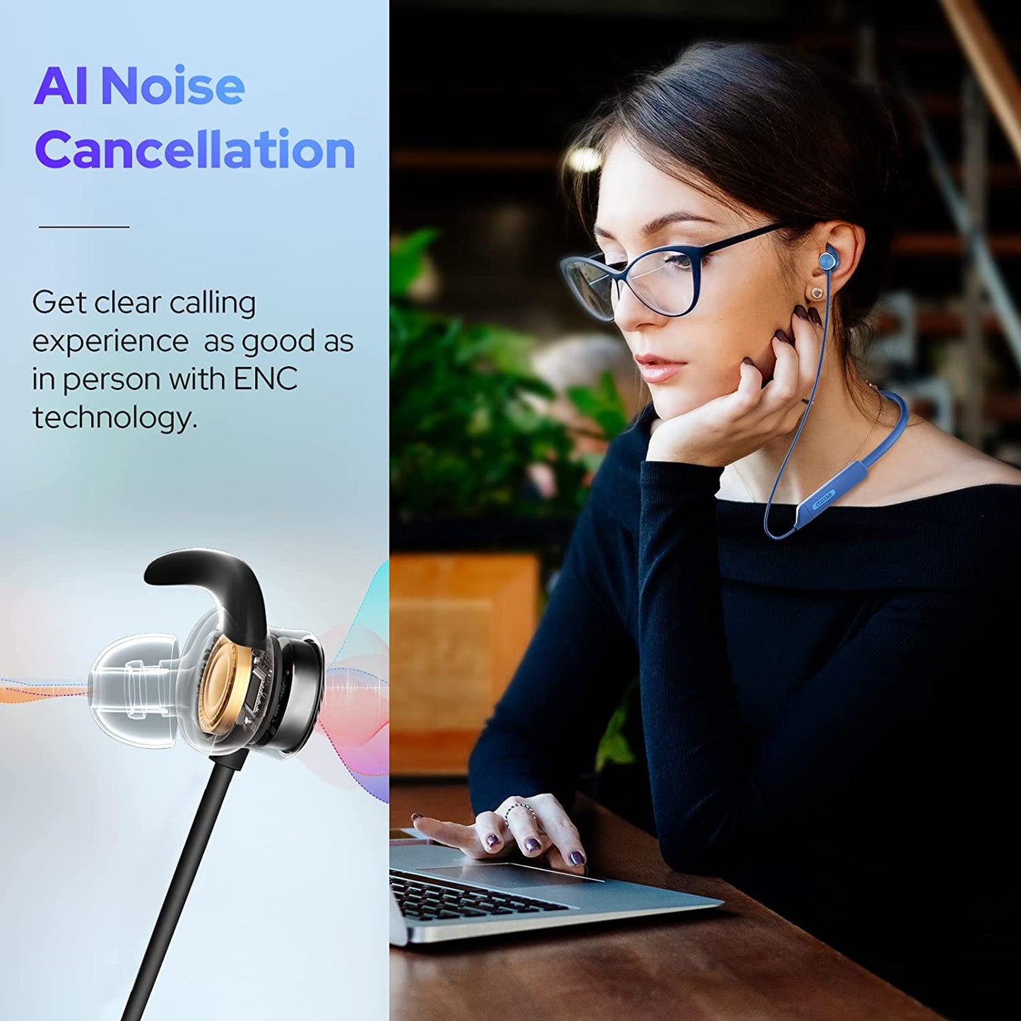 Wireless Neck Band With Soft Earbuds (HP02)