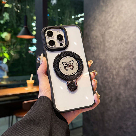 iPhone 16 Pro / 16 Pro Max Luxury Butterfly Ring Stand Shockproof Magnetic Case