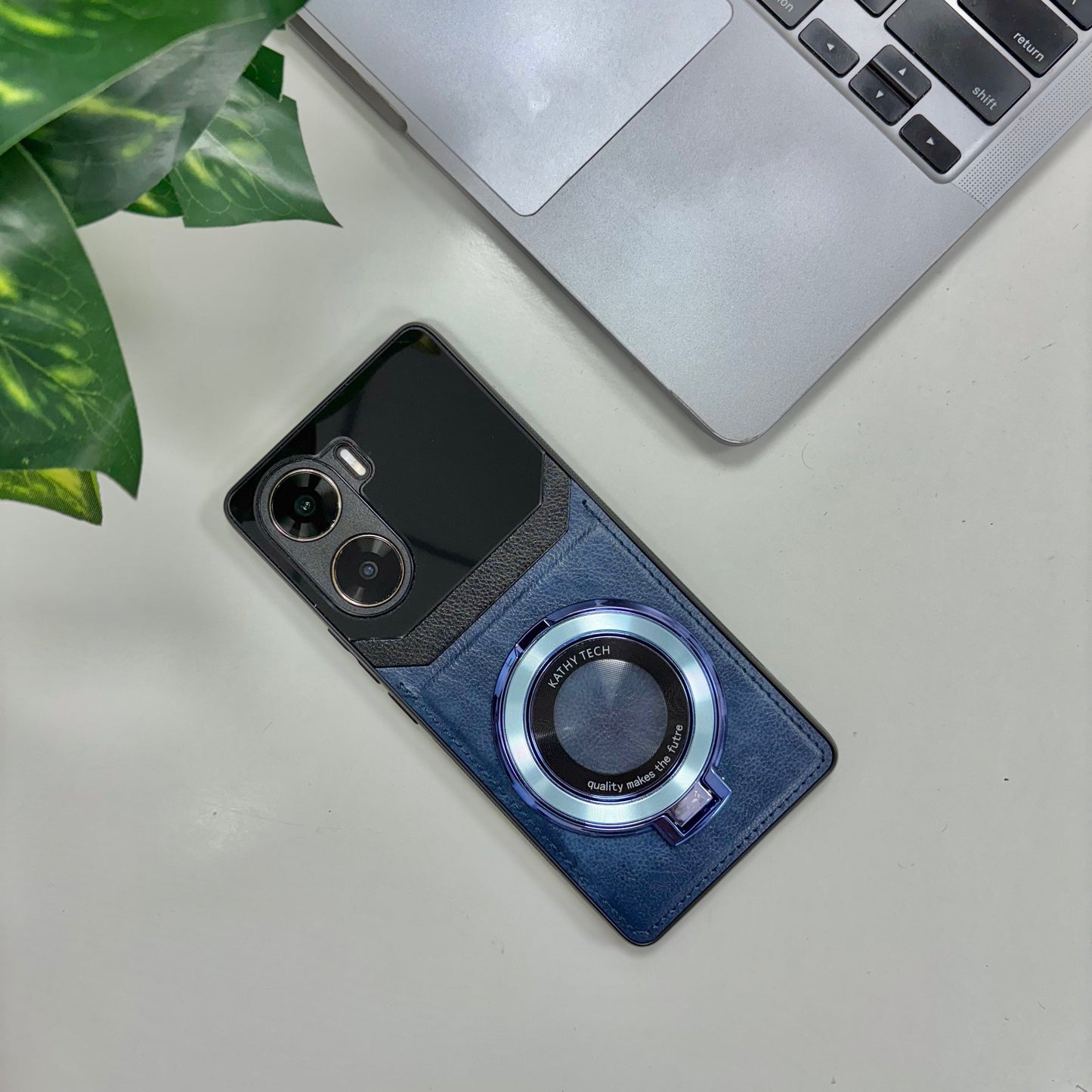 Vivo V29e 5G Original Luxury Leather Lens Magnifier Ring Stand Case