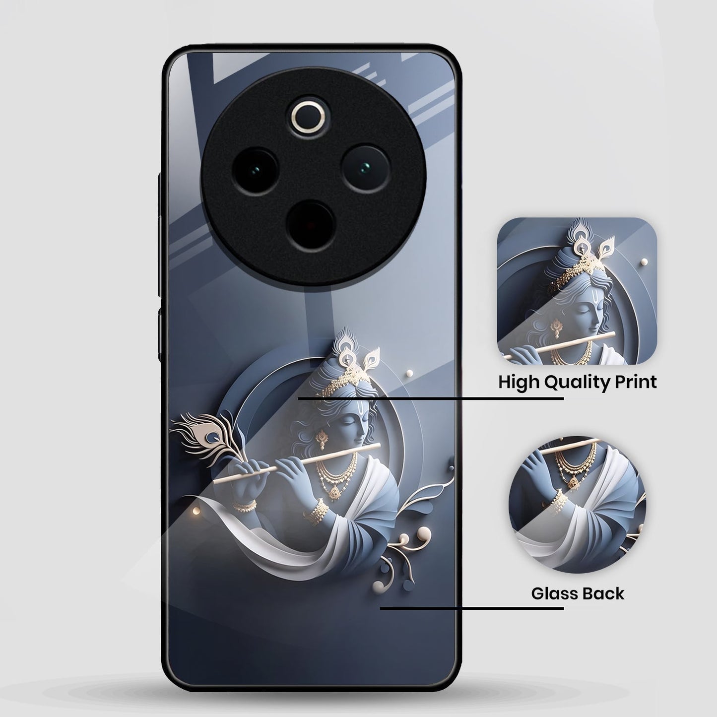 Vivo T4 5G Premium Acrylic Shockproof Glass Back Case (Krishna)