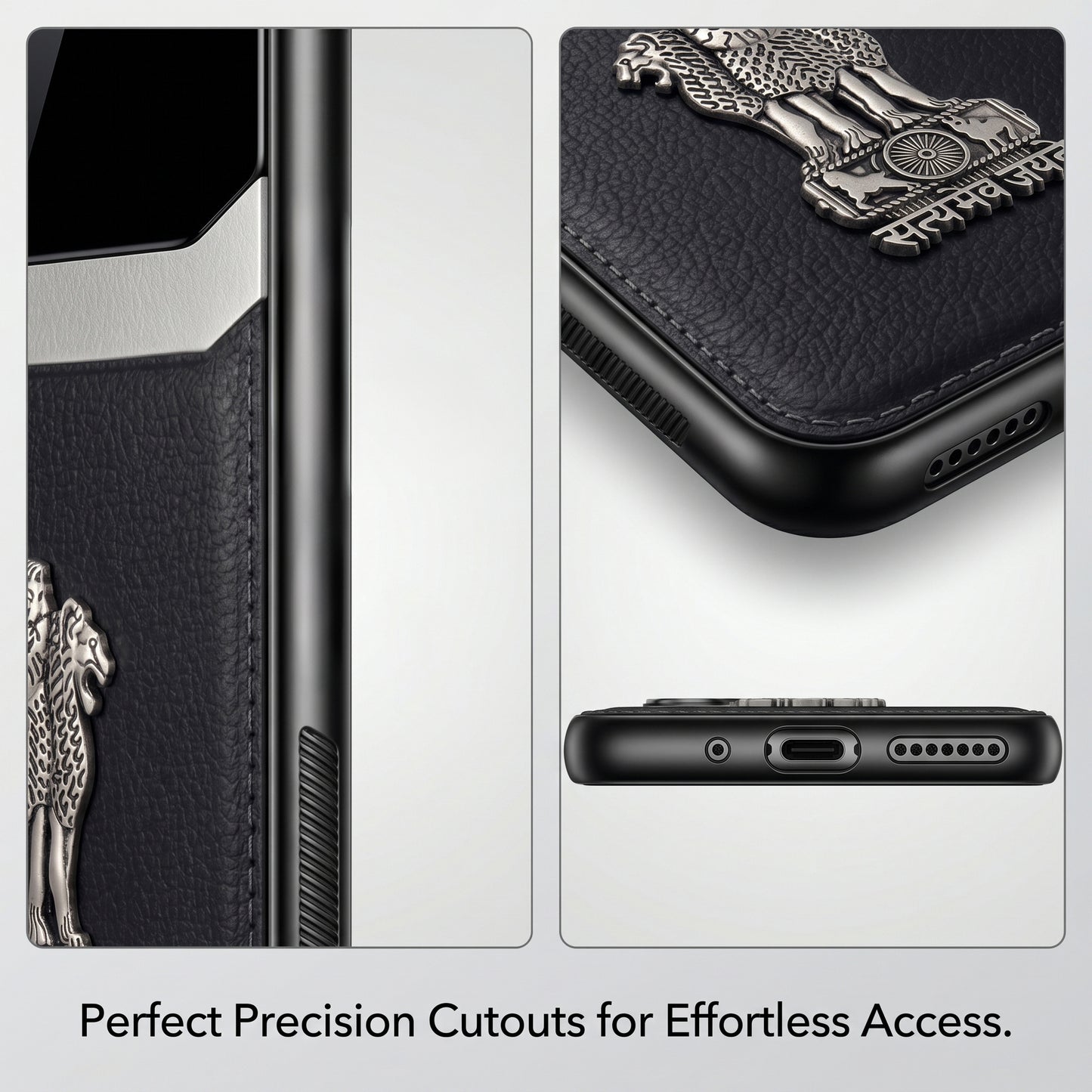 Vivo V60 5G Satyamev Jayate 3D Metal Leather Back Case