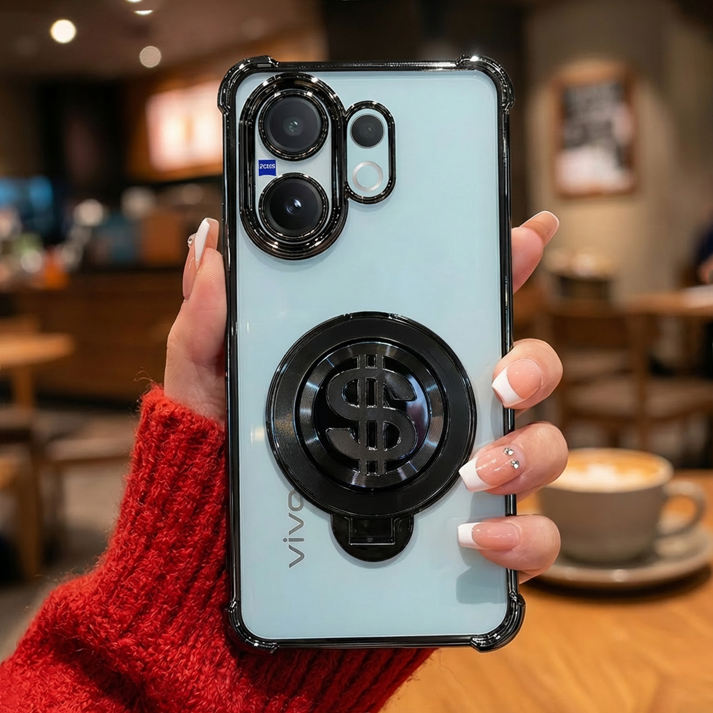 Vivo V60 5G Four Corner Airbags 100% Original Astro Money Magnet Rotating Dollar Case (Buy 1 Get 1 Surprise Cover)