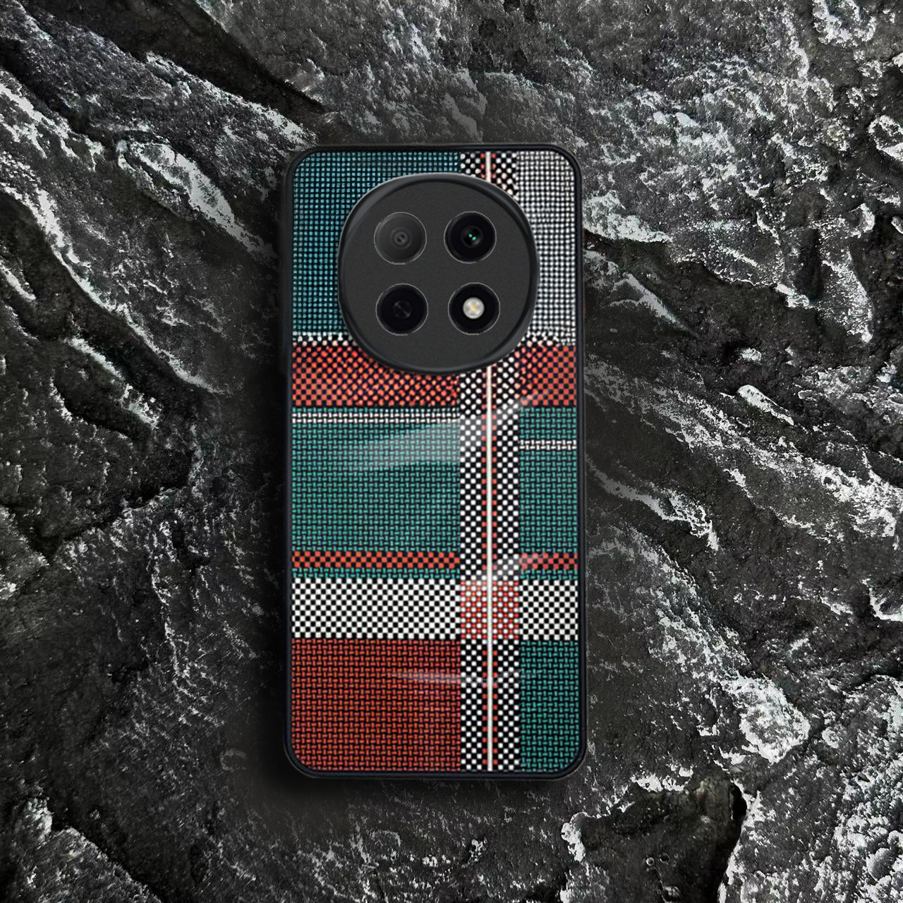 Oppo F29 Pro Luxury Grid Pattern Glass Back Shockproof Case