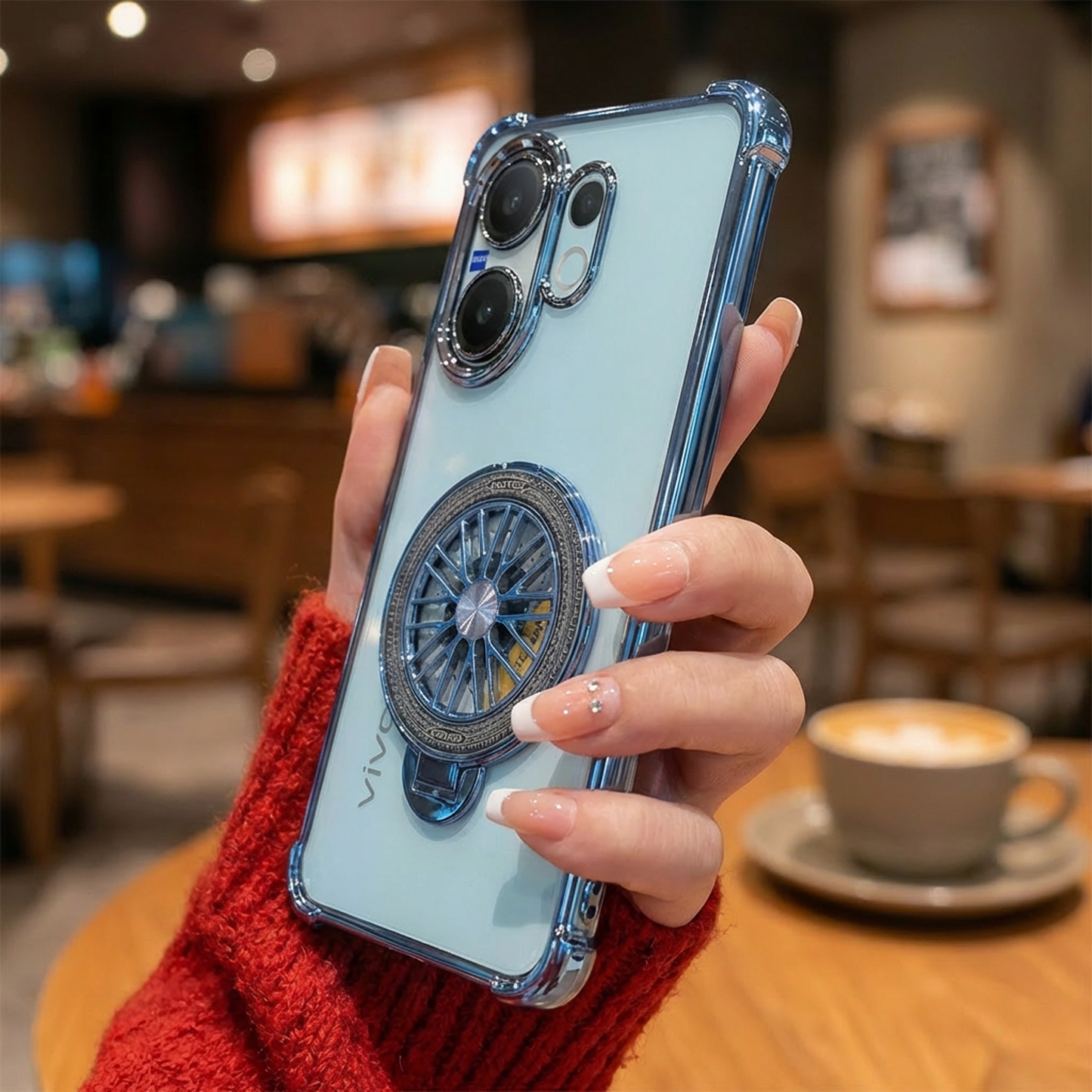Vivo V60 5G Premium Stress Buster Wheel Rotating Shockproof Airbags Case (Buy 1 Get 1 Surprise Cover)