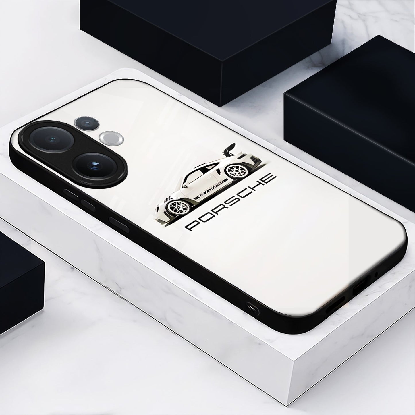 Vivo V60 5G Premium Acrylic Shockproof Glass Back Case (White Porsche)