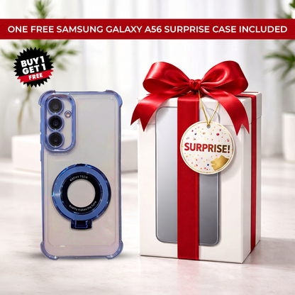 Samsung Galaxy A56 5G Original Luxury Magnifier Ring Stand Shockproof Airbags Corner Case (Buy 1 Get 1 Surprise Cover)