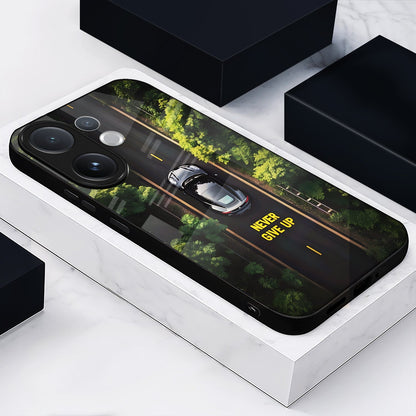 Vivo V60 5G Premium Acrylic Shockproof Glass Back Case (Road Never Give Up)