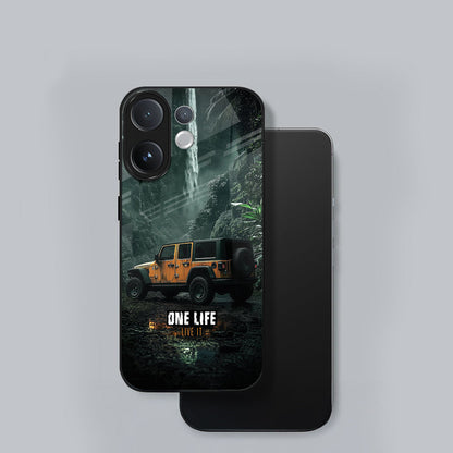 Vivo V60 5G Premium Acrylic Shockproof Glass Back Case (Jeep Case)