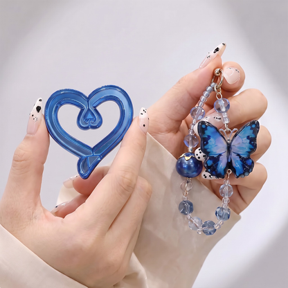 Vivo V60 5G Luxury Shimmer Airbag Heart Stand Case with Charm Strap