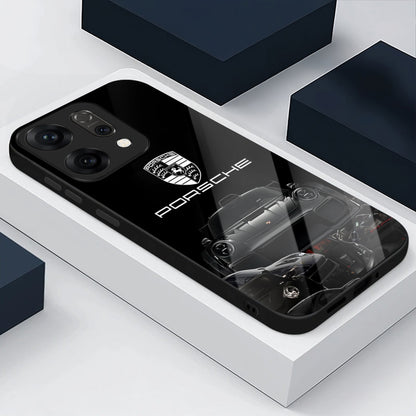Oppo Reno 14 5G Premium Acrylic Shockproof Glass Back Case (Black Porsche)