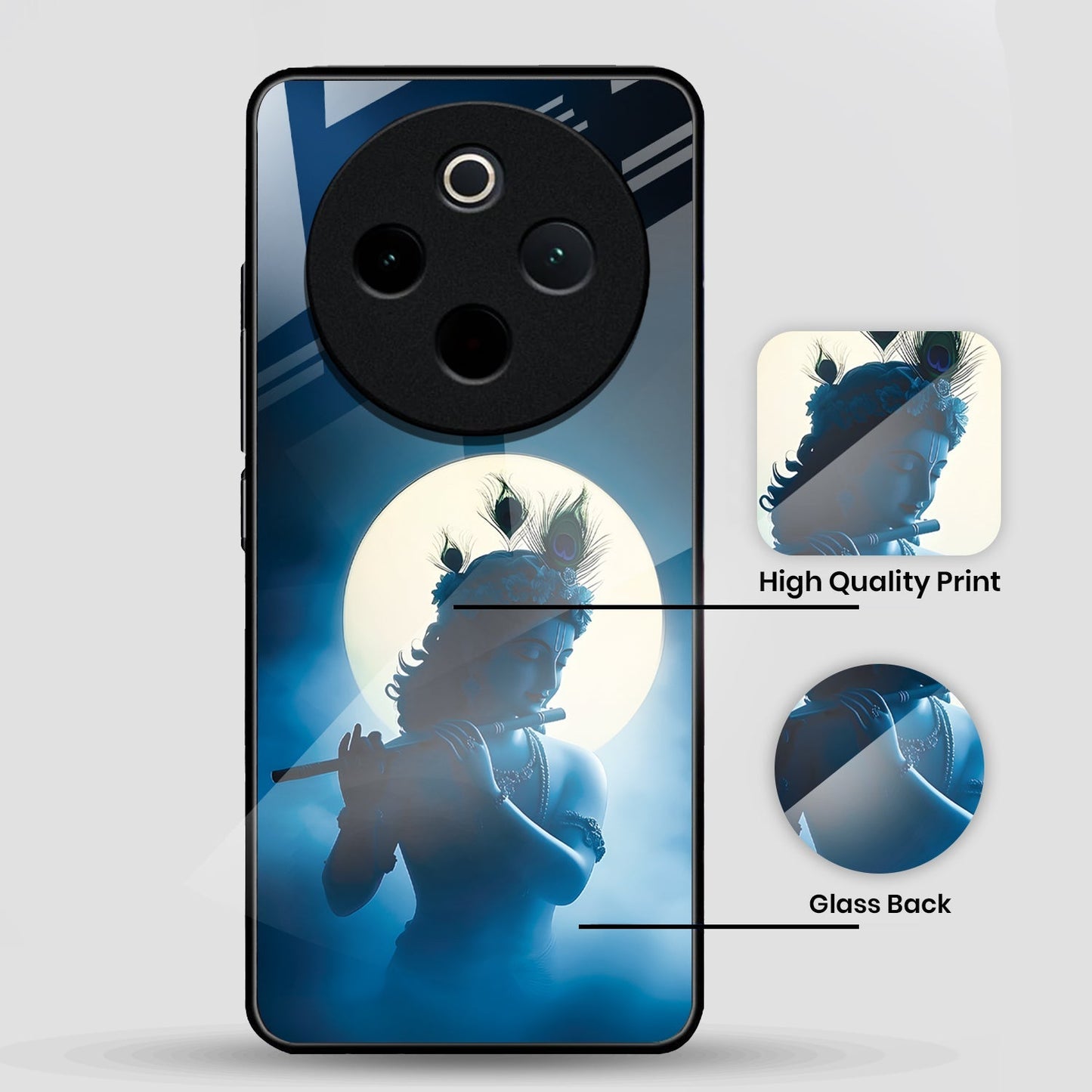 Vivo T4 5G Premium Acrylic Shockproof Glass Back Case (Midnight Krishna)