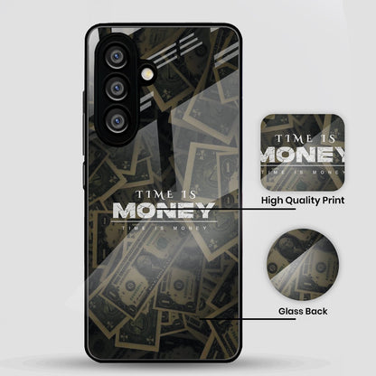 Samsung Galaxy A56 Premium Acrylic Shockproof Glass Back Case (Time Is Money)