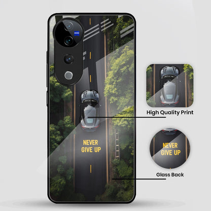 Vivo V40 Pro 5G Premium Acrylic Shockproof Glass Back Case (Road Never Give up)