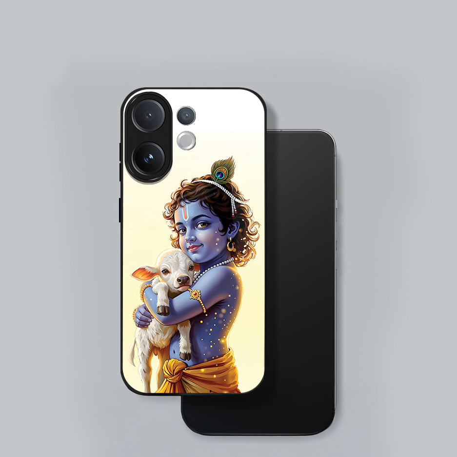 Vivo V60 5G Premium Acrylic Shockproof Glass Back Case (Cute Krishna)