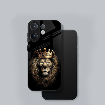 Vivo V60 5G Premium Acrylic Shockproof Glass Back Case (Crowned Lion )