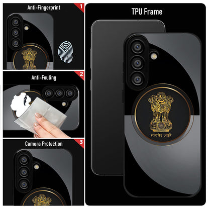 Samsung Galaxy A56 Premium Acrylic Shockproof Glass Back Case (Satyamev Noir)