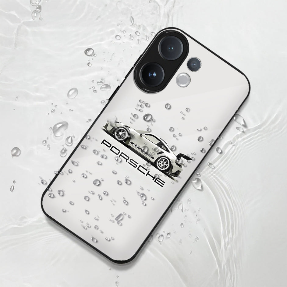 Vivo V60 5G Premium Acrylic Shockproof Glass Back Case (White Porsche)
