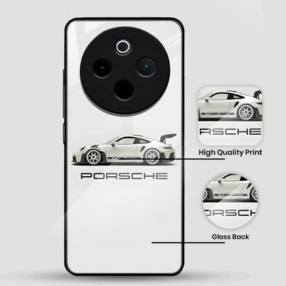 Vivo T4 5G Premium Acrylic Shockproof Glass Back Case (White Porsche)