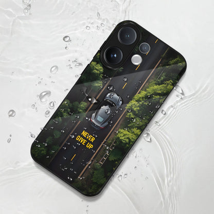 Vivo V60 5G Premium Acrylic Shockproof Glass Back Case (Road Never Give Up)