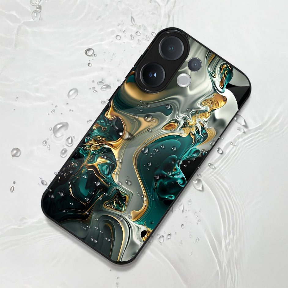 Vivo V60 5G Premium Acrylic Shockproof Glass Back Case (Ocean Ember)