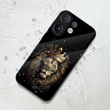Vivo V60 5G Premium Acrylic Shockproof Glass Back Case (Crowned Lion )