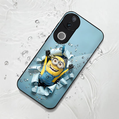 Vivo V50 5G Premium Acrylic Shockproof Glass Back Case (Minion Burst)