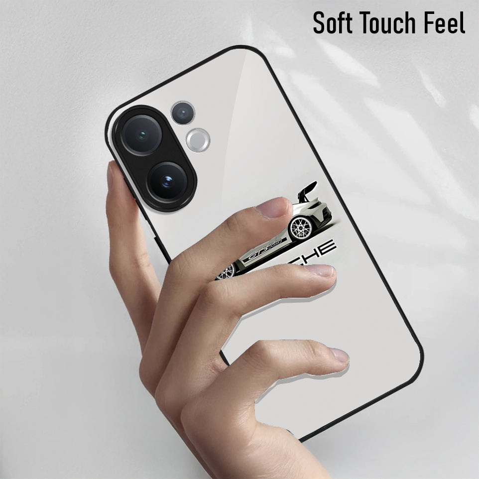 Vivo V60 5G Premium Acrylic Shockproof Glass Back Case (White Porsche)