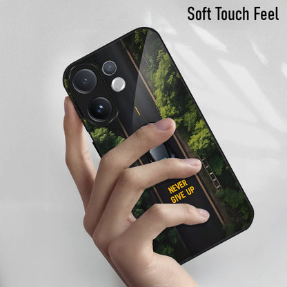 Vivo V60 5G Premium Acrylic Shockproof Glass Back Case (Road Never Give Up)