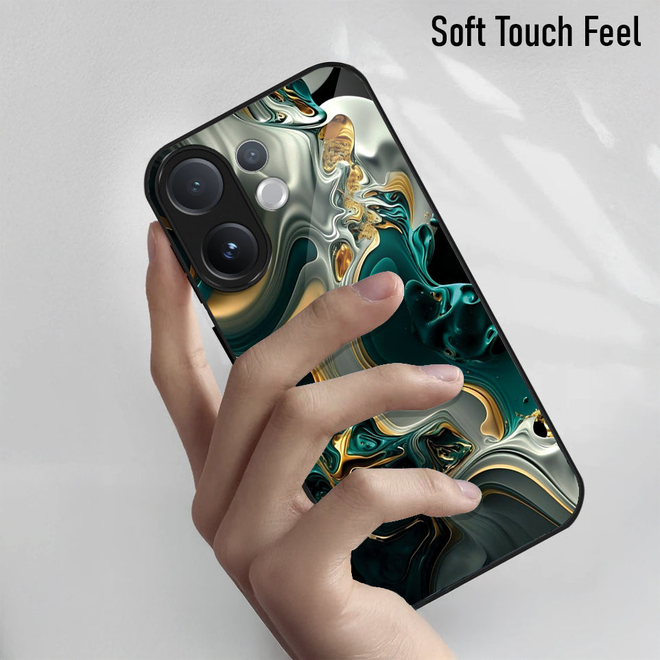 Vivo V60 5G Premium Acrylic Shockproof Glass Back Case (Ocean Ember)