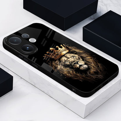 Vivo V60 5G Premium Acrylic Shockproof Glass Back Case (Crowned Lion )