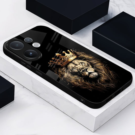 Vivo V60 5G Premium Acrylic Shockproof Glass Back Case (Crowned Lion )